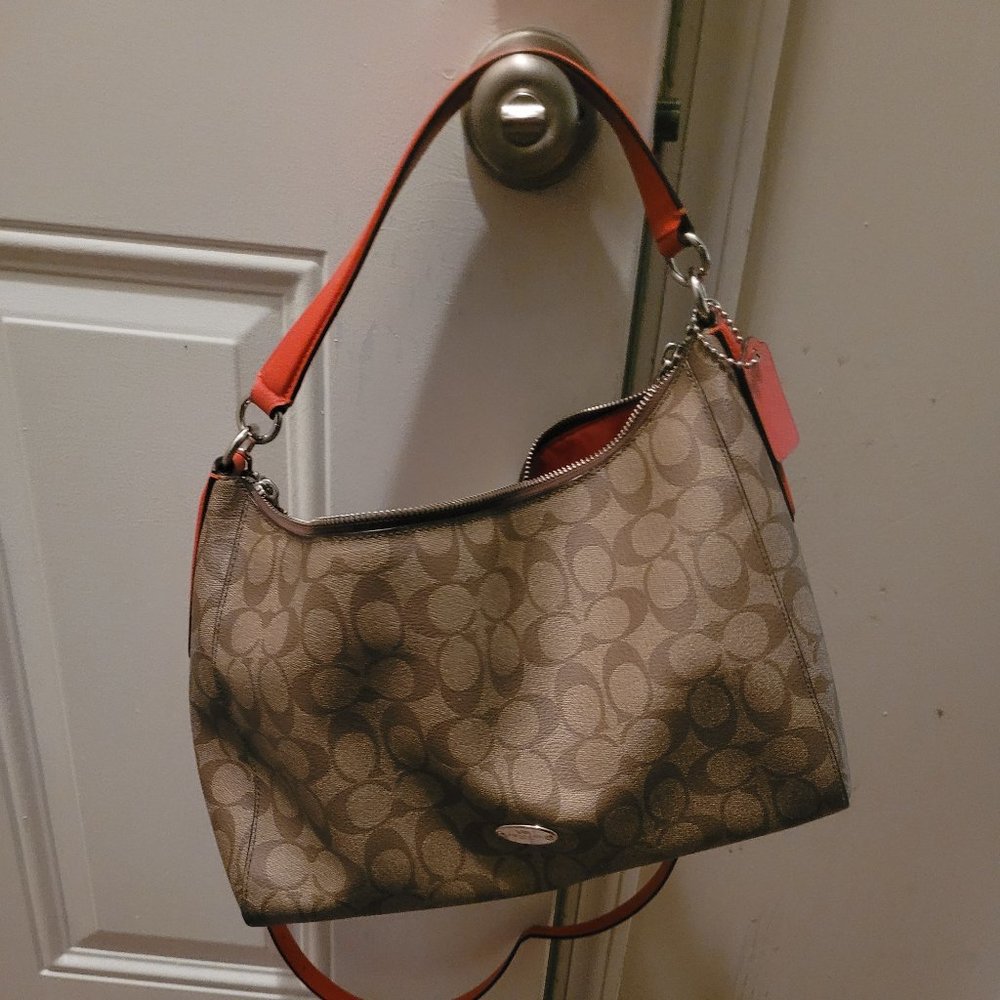Orange and brown Coach bag.